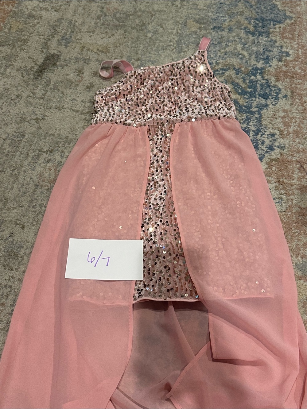 Amazon Girls Sparkle Pink Mesh Overlay Sequin Dress